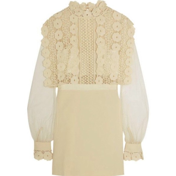 Camel Floral Sheer Crochet Lace Dresses for Women Size Large - Picture 1 of 13